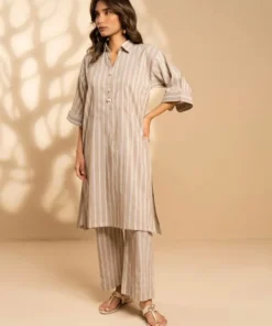 ALKARAM RTW | SHIRT & CULOTTE YARN DYED | PRINTED CO-ORD