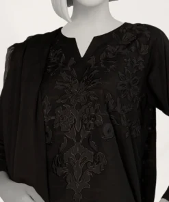 BLACK EMBROIDERED KHHADDAR 2 PIECE STITCHED - Image 3