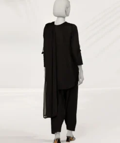 BLACK EMBROIDERED KHHADDAR 2 PIECE STITCHED - Image 4