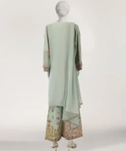GREEN MAPLE SILK EMBROIDERED STITCHED 3PIECE - Image 5