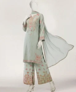 Alternative view of GREEN MAPLE SILK EMBROIDERED STITCHED 3PIECE