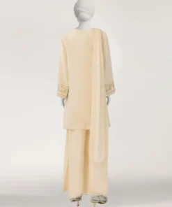 OFF WHITE DOBBY EMBROIDERED STITCHED 3PIECE - Image 3