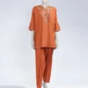 ORANGE COTTON EMBROIDERED CO-ORD SET
