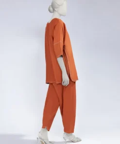 ORANGE COTTON EMBROIDERED CO-ORD SET - Image 2